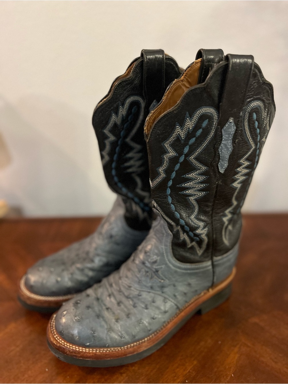 Lucchese 2000 T1504 Women’s 7B Blue Full Quill Ostrich Cowboy Western Boots USA